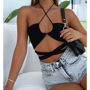 Golden Line Multi-way Crop Black - White Fox Boutique